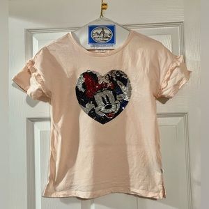 Disney x GAP Kids Flip Sequin Minnie Mouse Heart Ruffle T-Shirt - Size XL